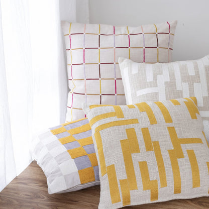24" Ivory Cotton Blend Throw Pillow with Embroidery HomeRoots