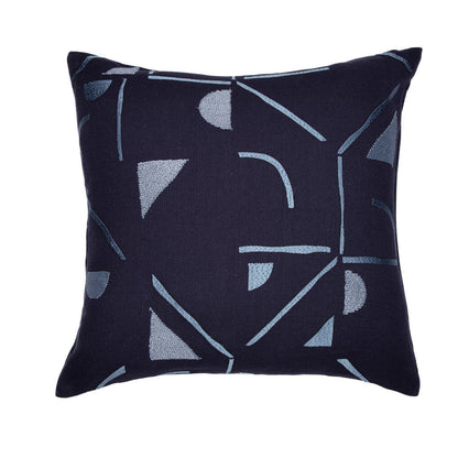 20" Blue Geometric Cotton Blend Throw Pillow With Embroidery FurniFindUSA