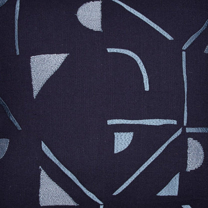 20" Blue Geometric Cotton Blend Throw Pillow With Embroidery HomeRoots