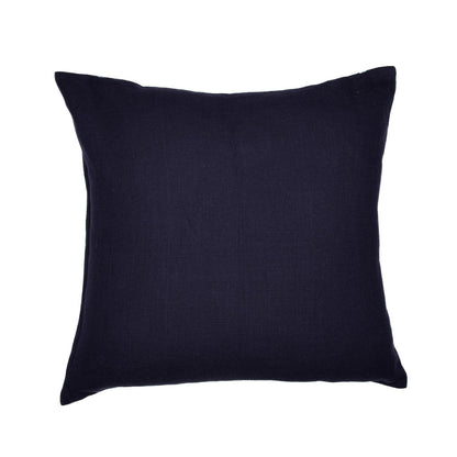 24" Blue Geometric Cotton Blend Throw Pillow With Embroidery