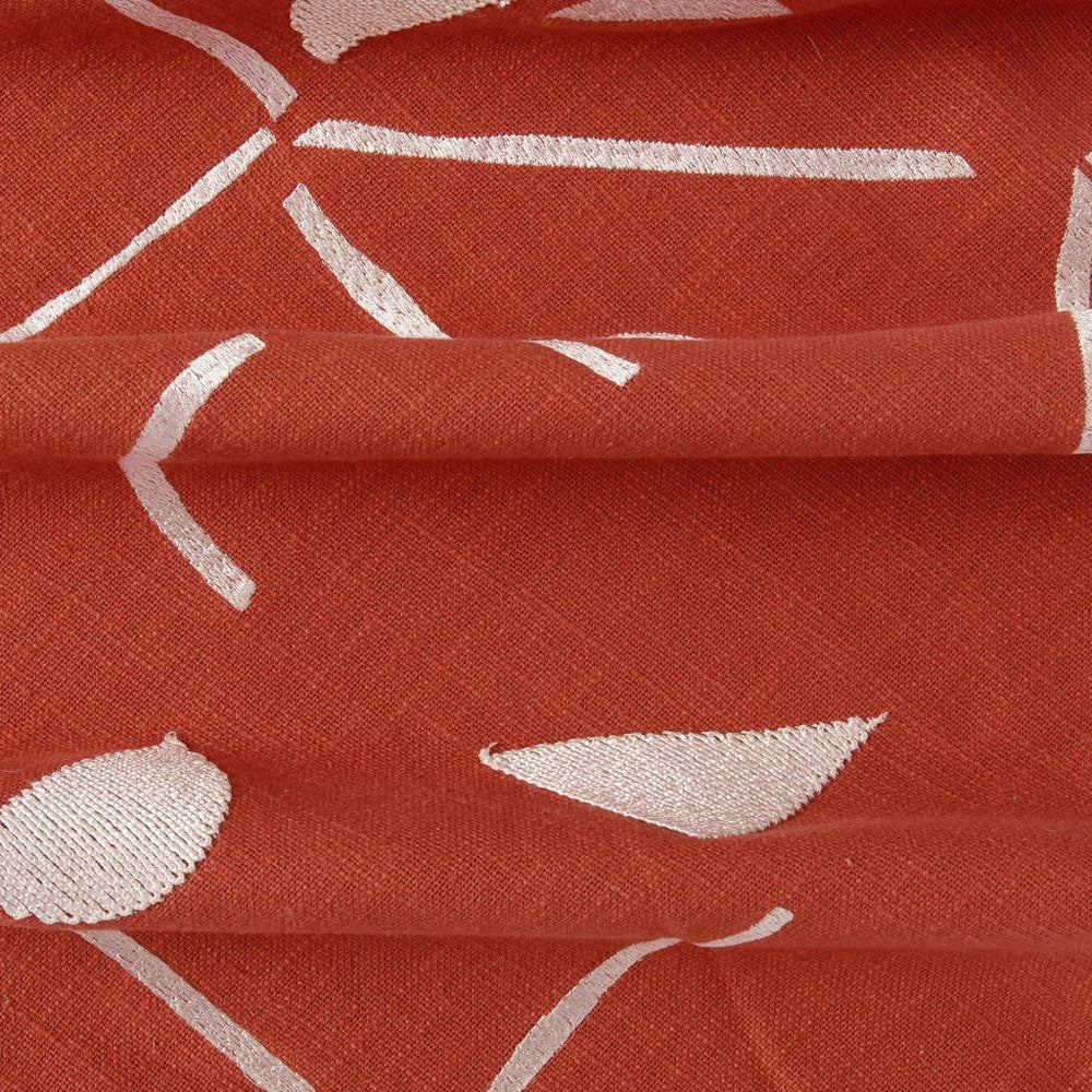 20" Orange and Ivory Geometric Cotton Blend Throw Pillow With Embroidery HomeRoots