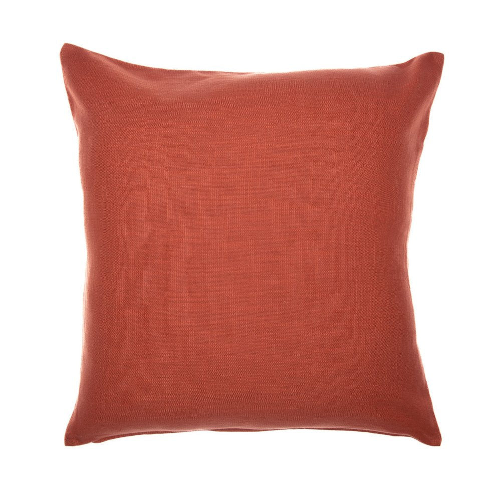 20" Orange and Ivory Geometric Cotton Blend Throw Pillow With Embroidery HomeRoots