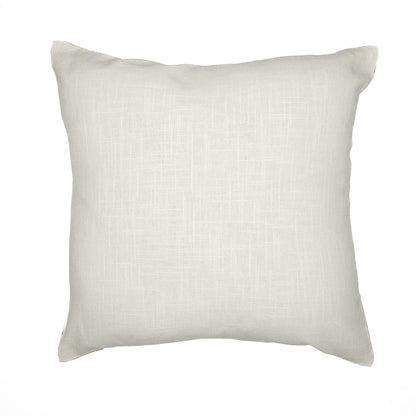 24" Taupe and Ivory Geometric Cotton Blend Throw Pillow With Embroidery