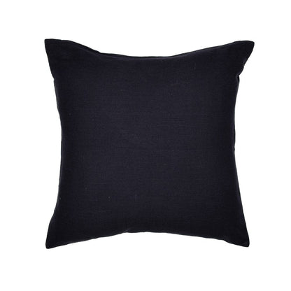 24" Blue and Beige Geometric Cotton Blend Throw Pillow With Embroidery HomeRoots