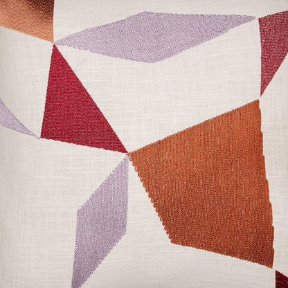 24" Ivory Geometric Cotton Blend Throw Pillow With Embroidery HomeRoots
