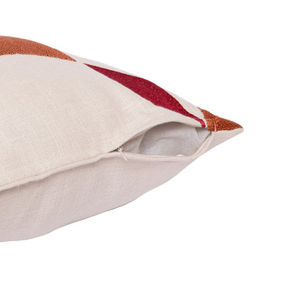 24" Ivory Geometric Cotton Blend Throw Pillow With Embroidery HomeRoots