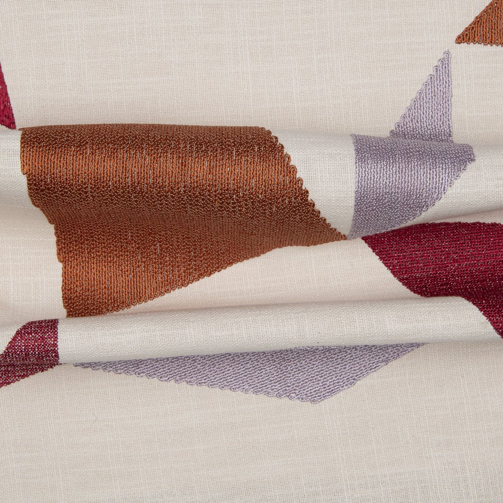 24" Ivory Geometric Cotton Blend Throw Pillow With Embroidery — view 12