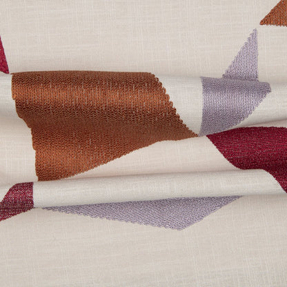 24" Ivory Geometric Cotton Blend Throw Pillow With Embroidery HomeRoots