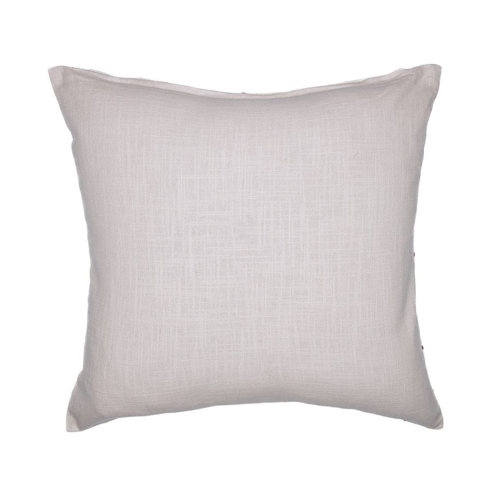 24" White Check Cotton Blend Throw Pillow With Embroidery HomeRoots