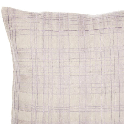 20" Ivory Check Cotton Blend Throw Pillow With Embroidery HomeRoots