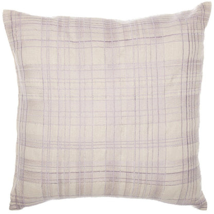 20" Ivory Check Cotton Blend Throw Pillow With Embroidery HomeRoots