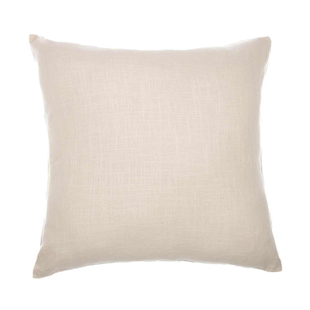 24" Ivory Check Cotton Blend Throw Pillow With Embroidery HomeRoots