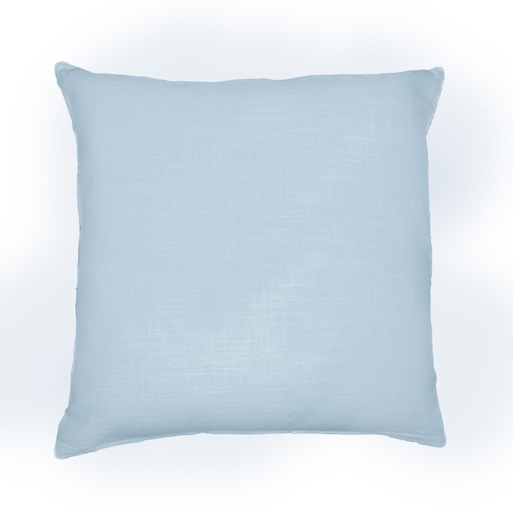 20" Blue Check Cotton Blend Throw Pillow With Embroidery — view 5
