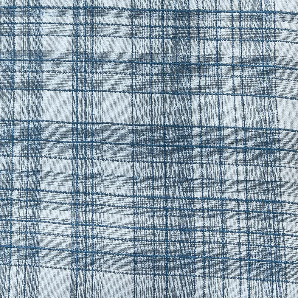 20" Blue Check Cotton Blend Throw Pillow With Embroidery — view 10