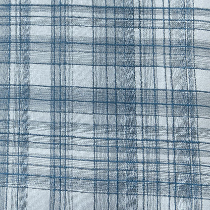 20" Blue Check Cotton Blend Throw Pillow With Embroidery HomeRoots