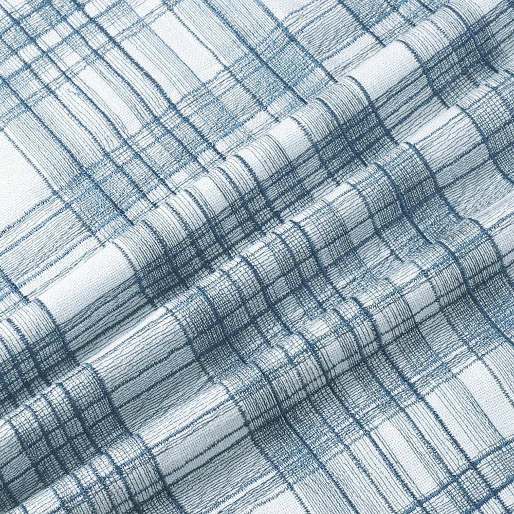 24" Blue Check Cotton Blend Throw Pillow With Embroidery HomeRoots