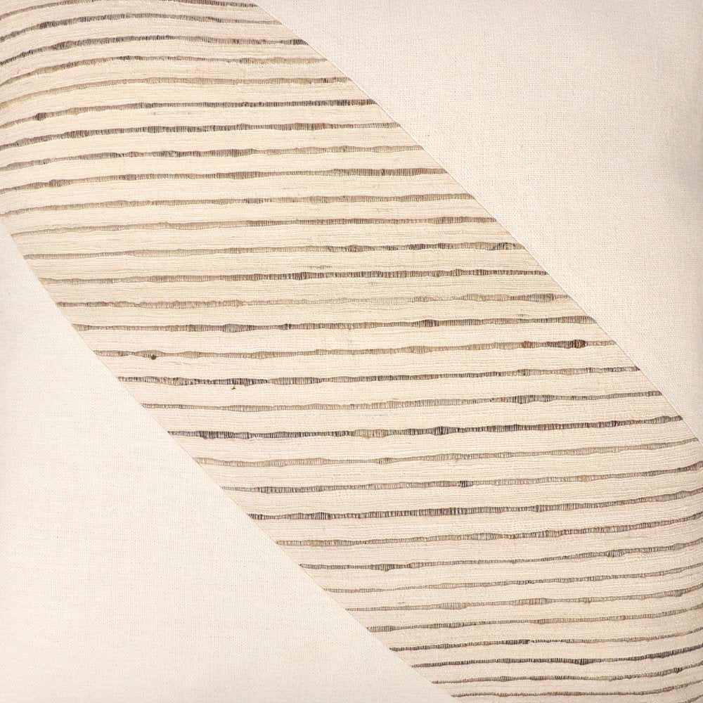 24" Beige and White Geometric Silk Throw Pillow With Embroidery HomeRoots