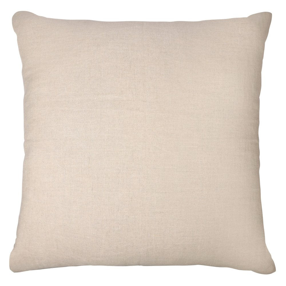 24" Beige and White Check Silk Throw Pillow With Embroidery HomeRoots