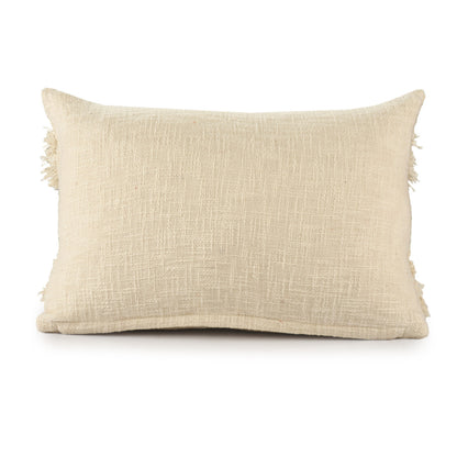 14" X 20" Cream Cotton Throw Pillow With Texture