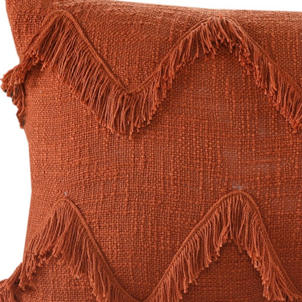 14" X 20" Cinnamon Chevron Cotton Lumbar Throw Pillow With Texture HomeRoots
