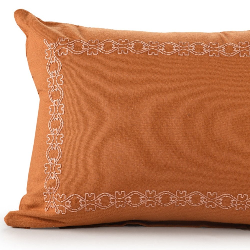 14" X 20" Orange Geometric Cotton Lumbar Throw Pillow — view 11