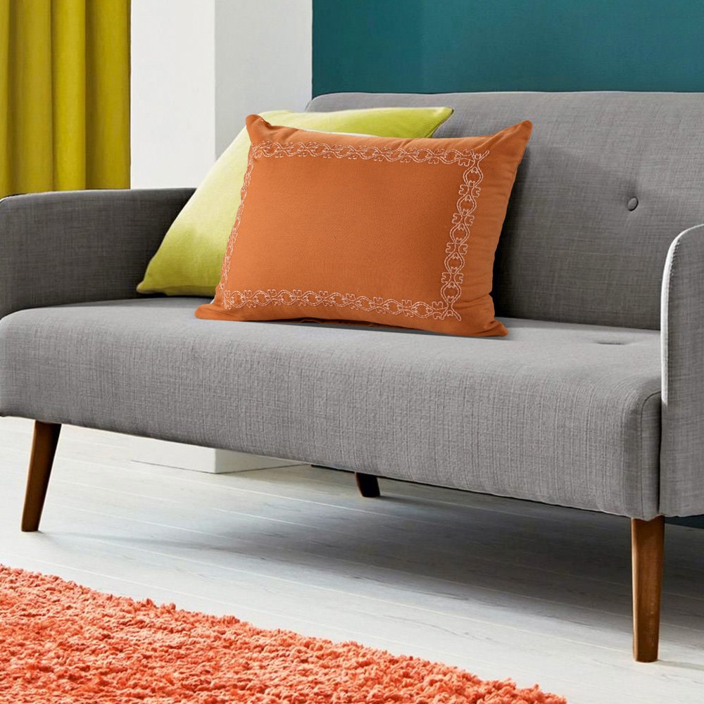 14" X 20" Orange Geometric Cotton Lumbar Throw Pillow HomeRoots