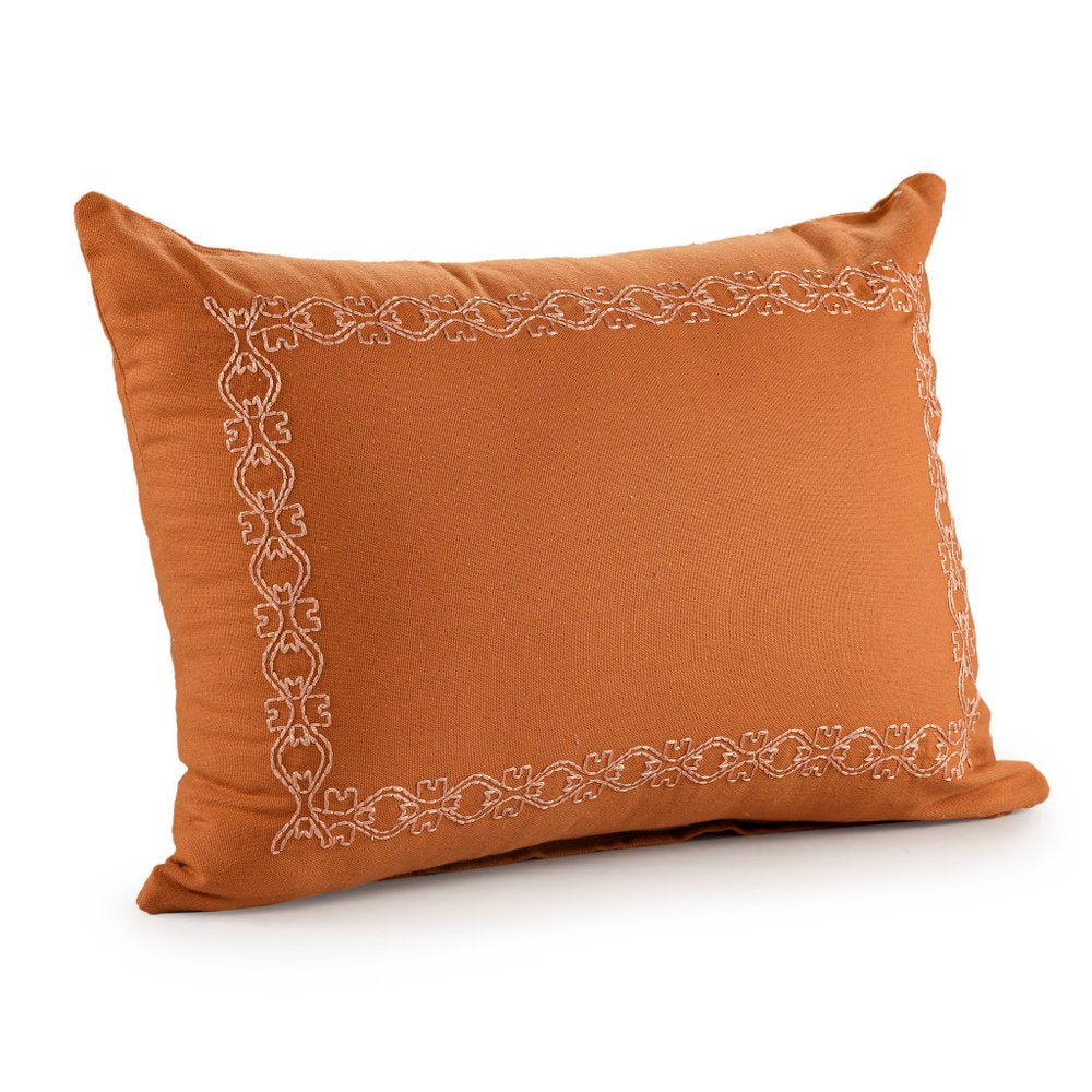 14" X 20" Orange Geometric Cotton Lumbar Throw Pillow — view 3