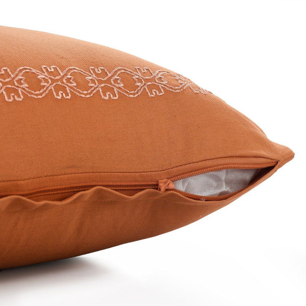 14" X 20" Orange Geometric Cotton Lumbar Throw Pillow — view 4