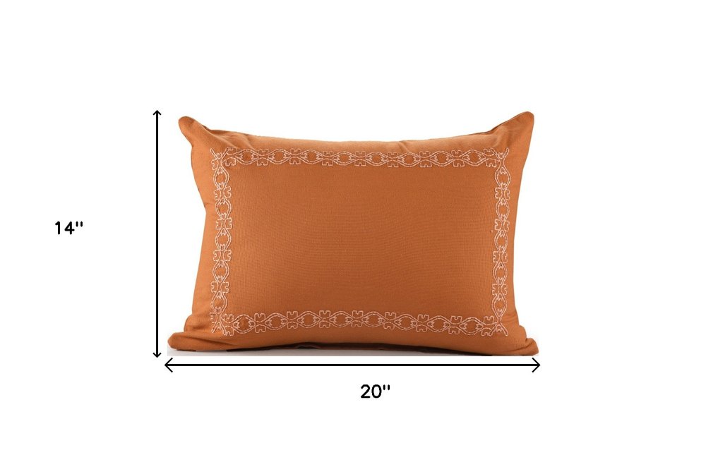 14" X 20" Orange Geometric Cotton Lumbar Throw Pillow — view 9