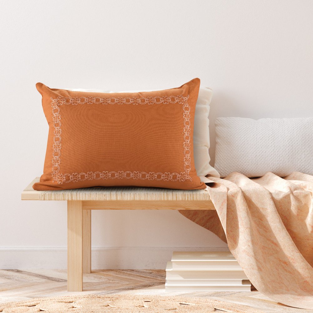 14" X 20" Orange Geometric Cotton Lumbar Throw Pillow HomeRoots