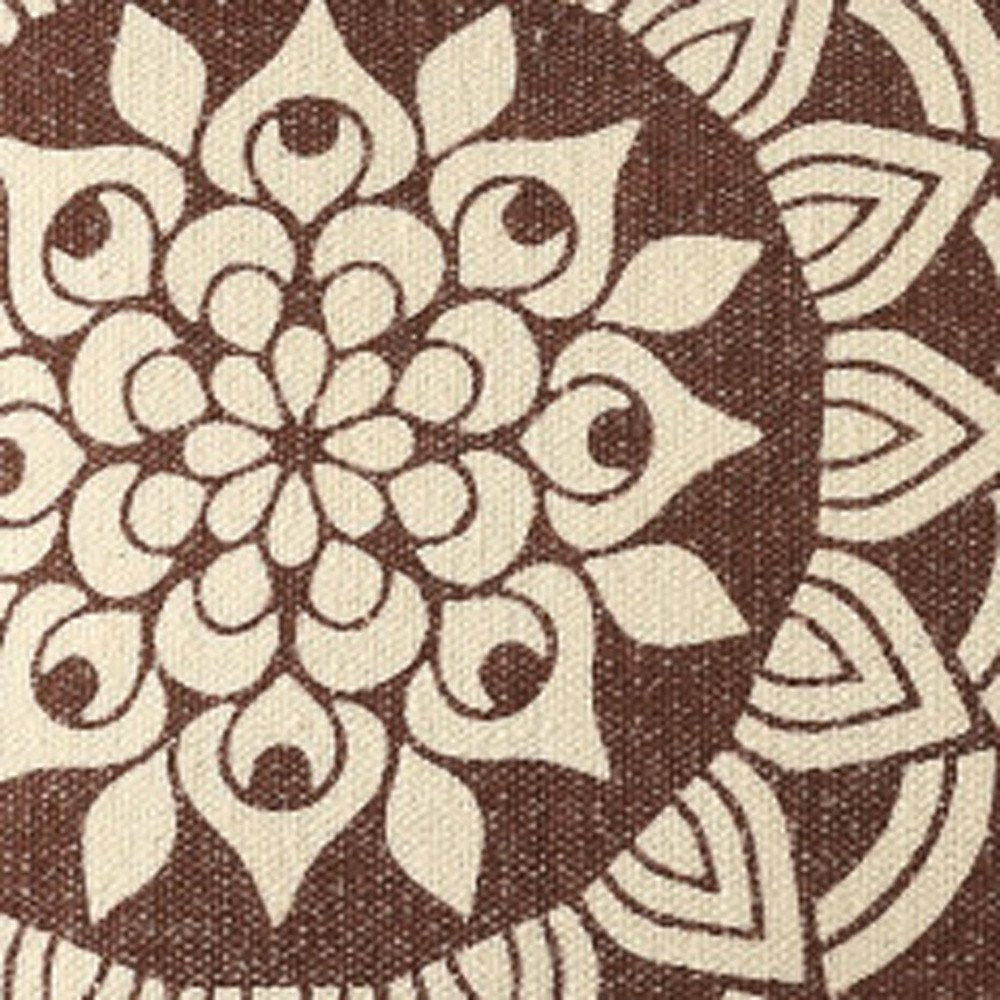 16" X 24" Brown and Ivory Medallion Cotton Lumbar Throw Pillow With Texture — view 12