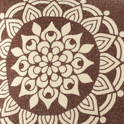 16" X 24" Brown and Ivory Medallion Cotton Lumbar Throw Pillow With Texture HomeRoots