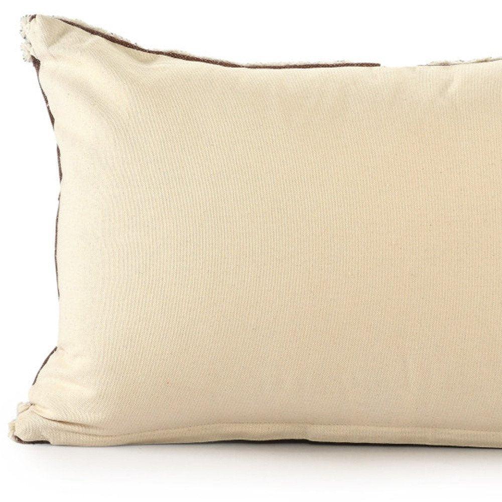 16" X 24" Brown and Ivory Medallion Cotton Lumbar Throw Pillow With Texture — view 7