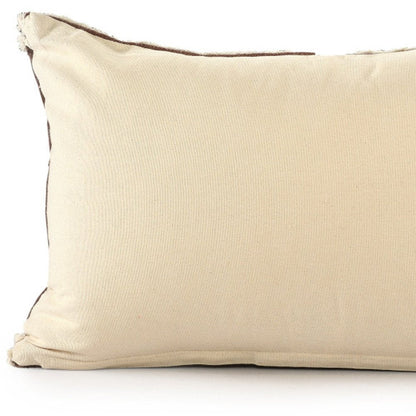 16" X 24" Brown and Ivory Medallion Cotton Lumbar Throw Pillow With Texture HomeRoots