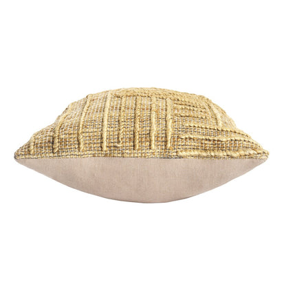 22" Natural Striped Jute Throw Pillow With Embroidery HomeRoots