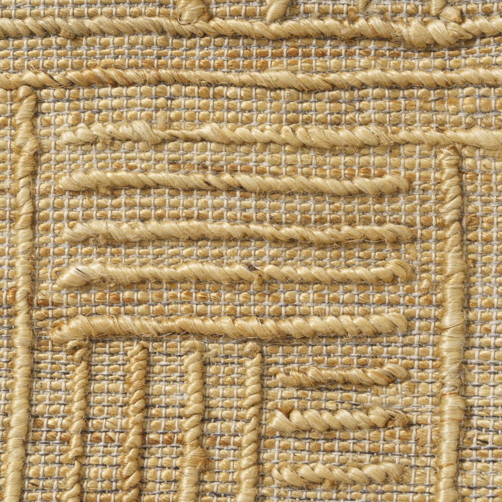 22" Natural Striped Jute Throw Pillow With Embroidery — view 6