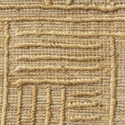 22" Natural Striped Jute Throw Pillow With Embroidery HomeRoots