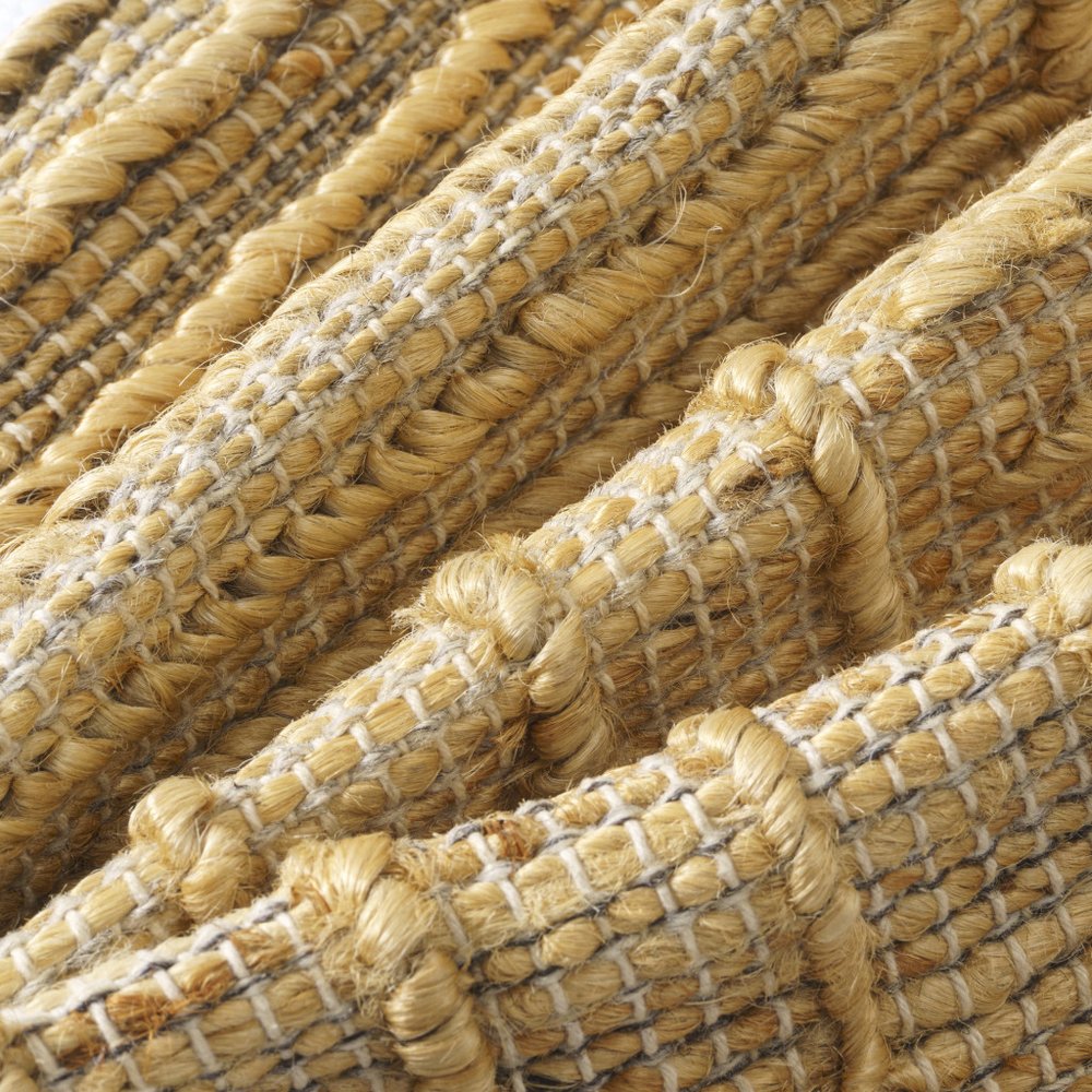 22" Natural Striped Jute Throw Pillow With Embroidery — view 7