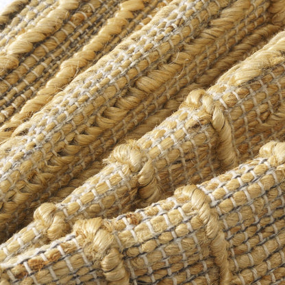 22" Natural Striped Jute Throw Pillow With Embroidery HomeRoots