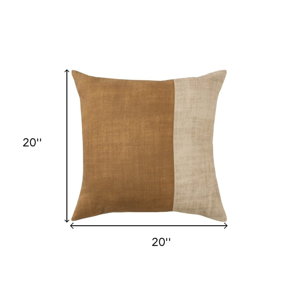 20" Natural Patchwork Cotton Throw Pillow HomeRoots