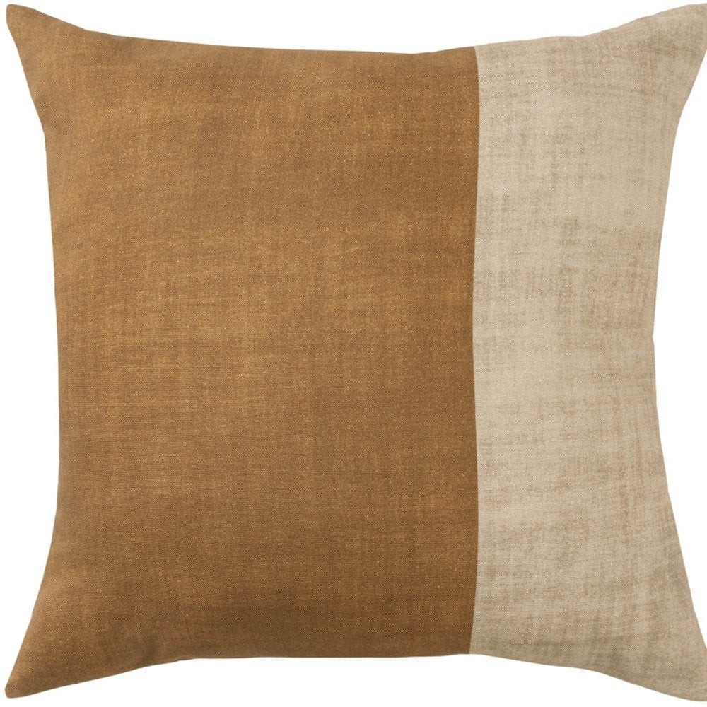 20" Natural Patchwork Cotton Throw Pillow