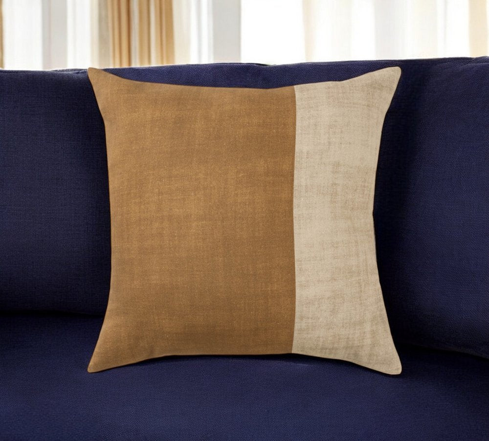 20" Natural Patchwork Cotton Throw Pillow HomeRoots