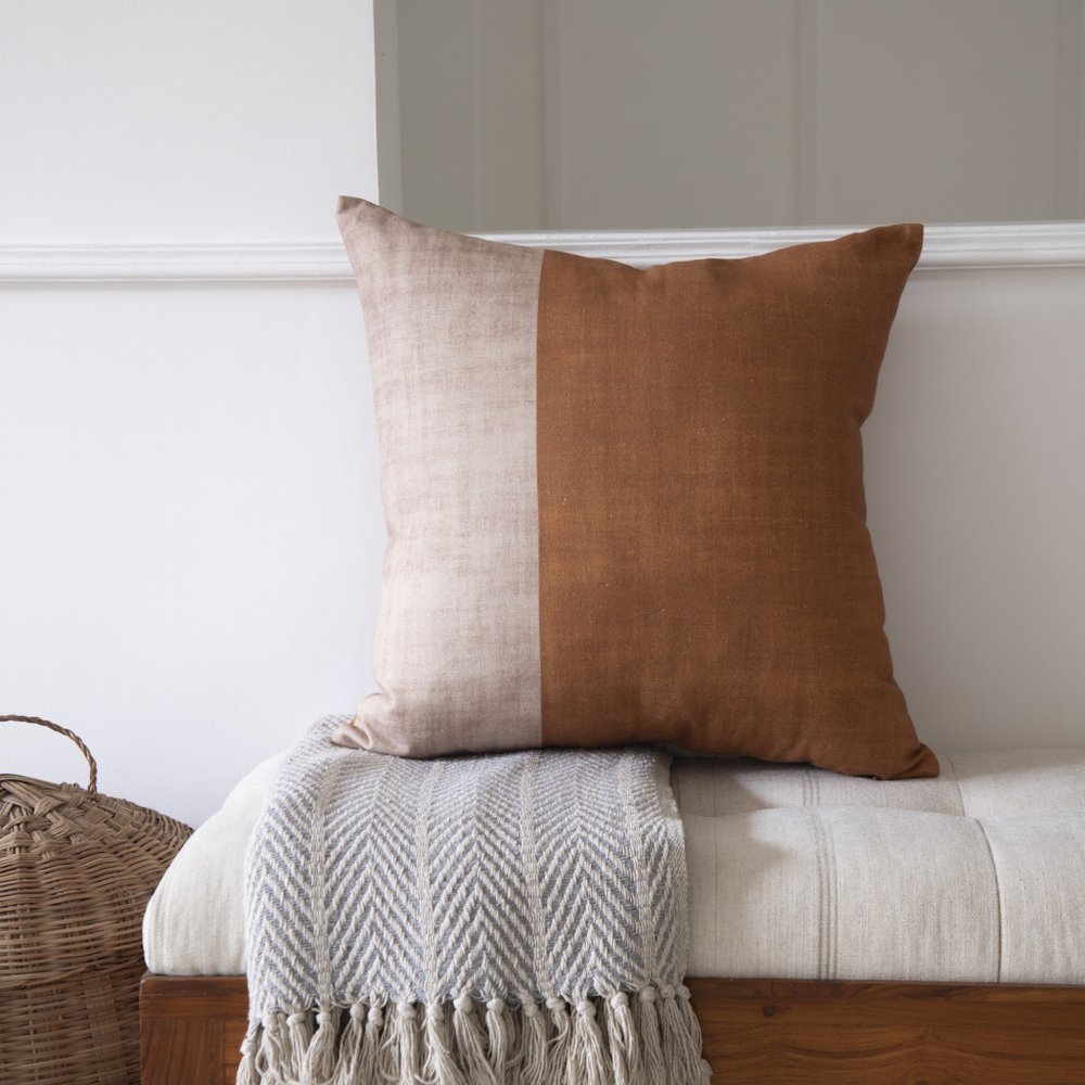 20" Natural Patchwork Cotton Throw Pillow HomeRoots