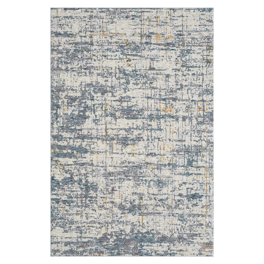 2' X 3' Blue and Ivory Abstract Area Rug - 47.0" (L) x 72.0" (W) x 0.39" (H)