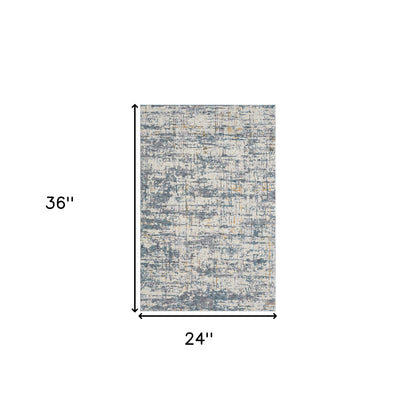 2' X 3' Blue and Ivory Abstract Area Rug - 47.0" (L) x 72.0" (W) x 0.39" (H)