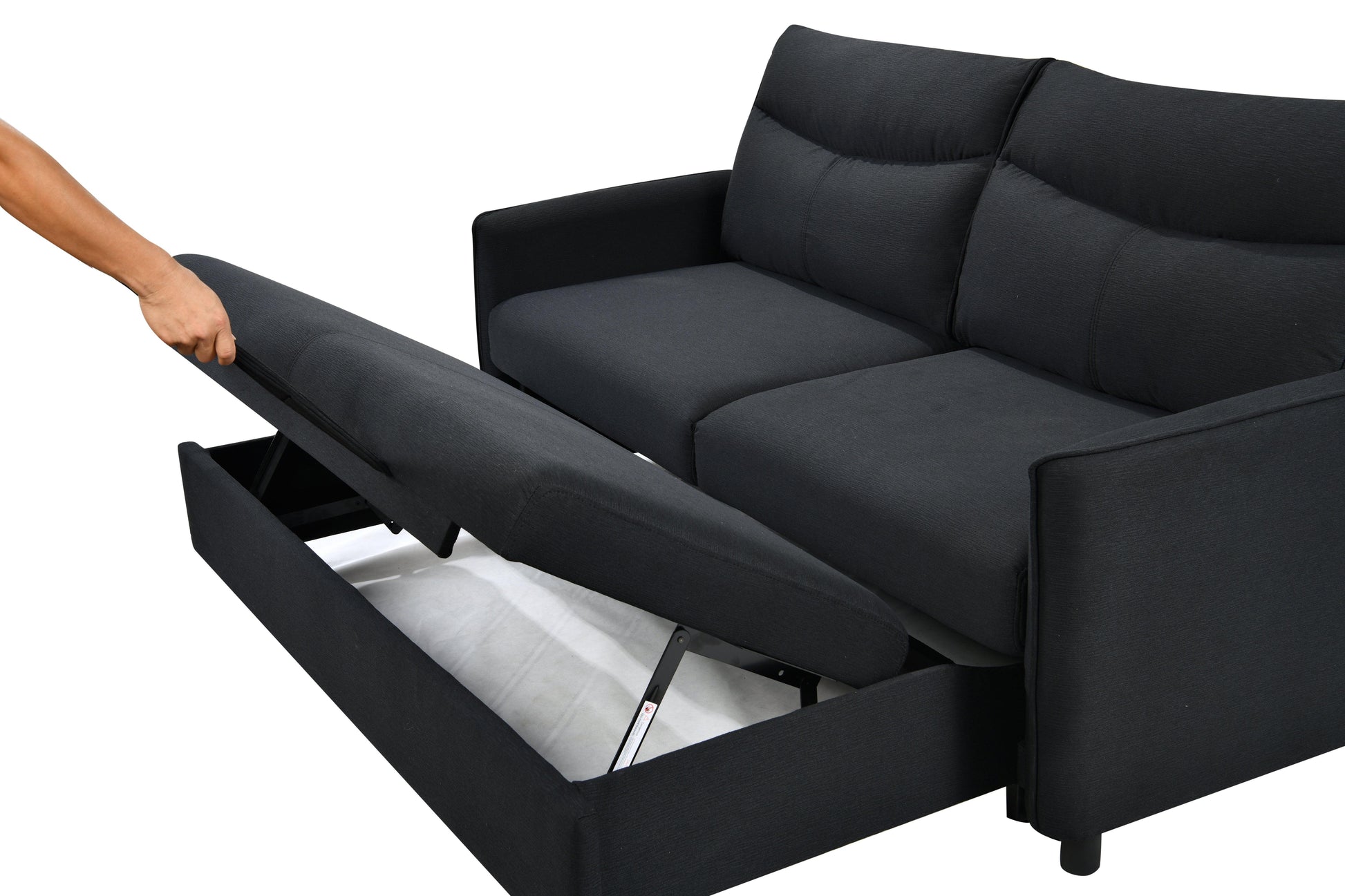 3 in 1 Convertible Sleeper Sofa Bed Modern Fabric Loveseat Futon Sofa Couch w/Pullout Bed Black - FurniFindUSA