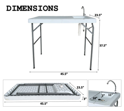 Outdoor Fish and Game Cutting Cleaning Table w/Sink and Faucet - FurniFindUSA