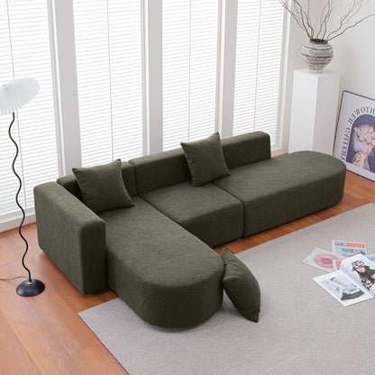 Modern L shape boucle Sofa with curved seat (facing left) - FurniFindUSA