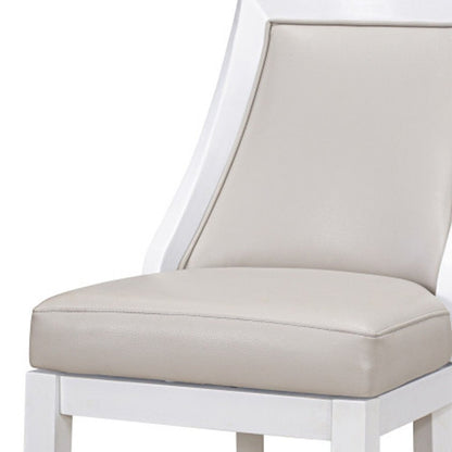 31" Gray And White Faux Leather And Solid Wood Bar Height Swivel Bar Chair HomeRoots