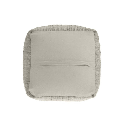 18" Gray and Natural Cotton And Jute Cube Pouf Ottoman HomeRoots